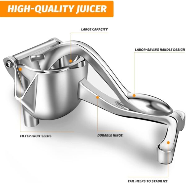 Hand Press Aluminium Juicer Machine Fruit Squeezer Orange Juicer Heavy Duty Multipurpose Manual Juicer Machine for Fruits Ergonomic Handle Design - Image 4